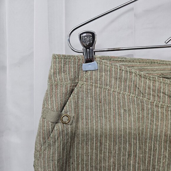 JH Collectibles Green Orange Striped Crop Pants Linen Blend Boho 12 - Picture 3 of 14